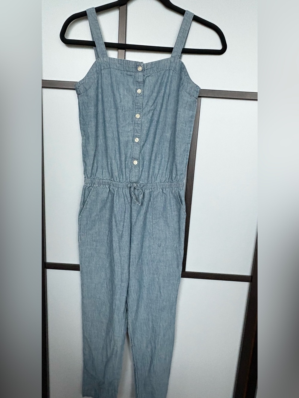 KIDS Polo Ralph Lauren Girls Size 12 Blue Chambray Cotton Jumpsuit Button Front